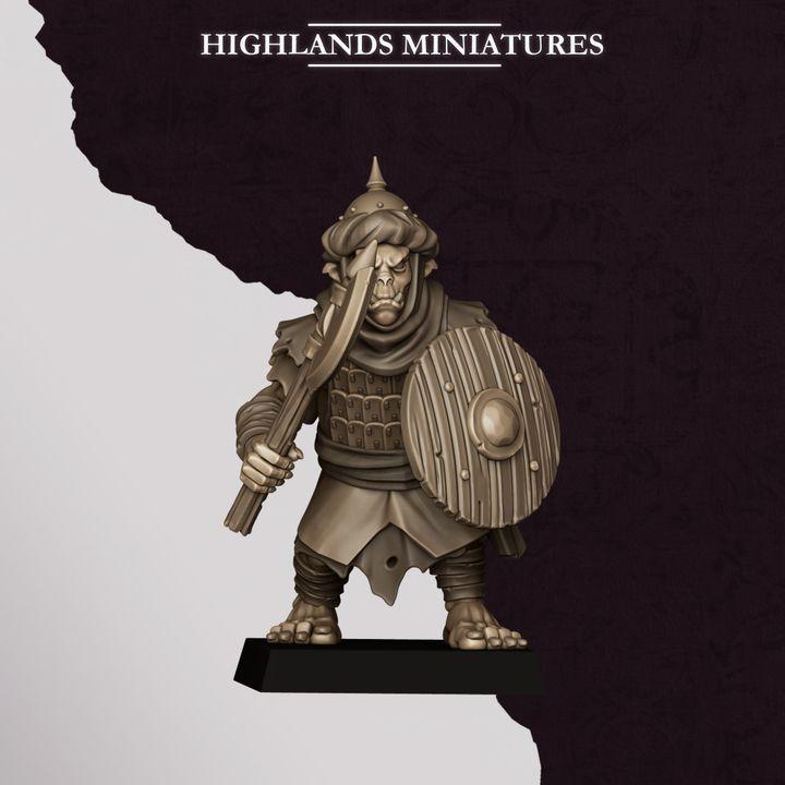 Hobgoblin Warriors Miniatures | Sons of Marduk Infantry Unit Hand Weapon Shield 28mm 32mm 3D Printed DnD RPG | Highlands Miniatures - Border3d
