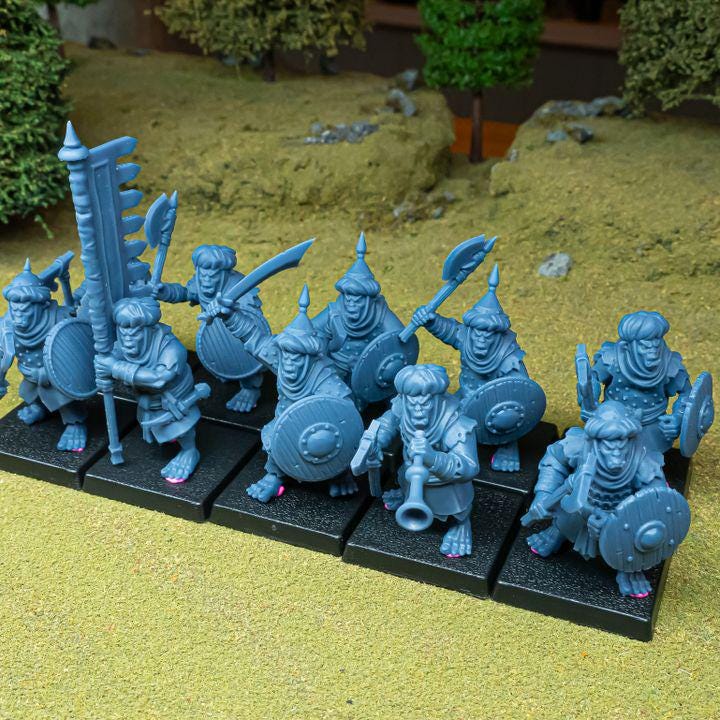 Hobgoblin Warriors Miniatures | Sons of Marduk Infantry Unit Hand Weapon Shield 28mm 32mm 3D Printed DnD RPG | Highlands Miniatures - Border3d