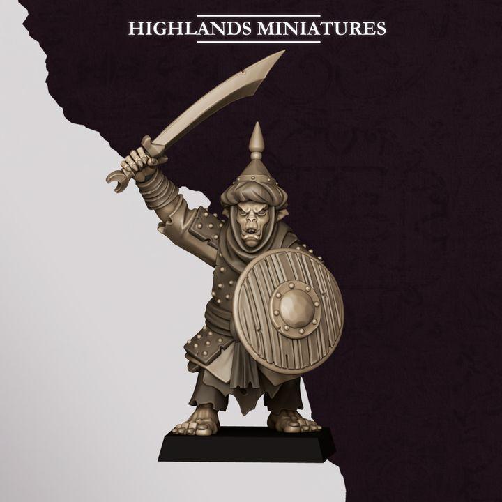 Hobgoblin Warriors Miniatures | Sons of Marduk Infantry Unit Hand Weapon Shield 28mm 32mm 3D Printed DnD RPG | Highlands Miniatures - Border3d