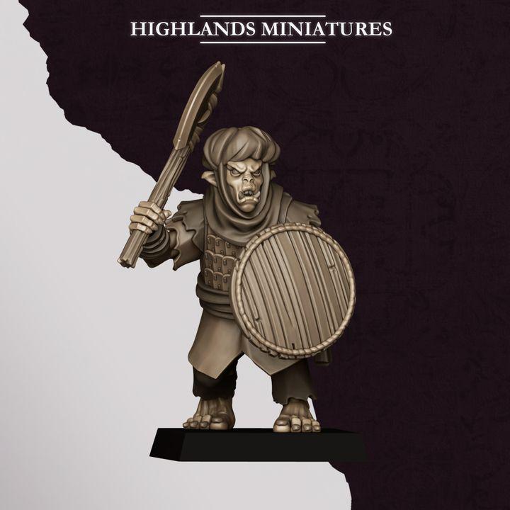 Hobgoblin Warriors Miniatures | Sons of Marduk Infantry Unit Hand Weapon Shield 28mm 32mm 3D Printed DnD RPG | Highlands Miniatures - Border3d