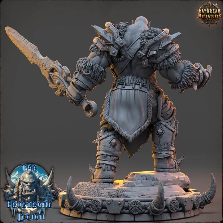 hrothvar The Silent 3D print figurine by Border3D LLC, detailed back view showcasing intricate armor and weapon design.