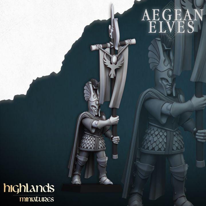 Mycenaean Guard Halberdier Miniatures | Aegean Elves Elite Infantry (28mm/32mm)