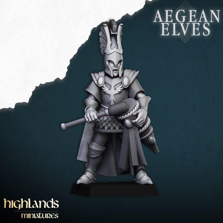 Mycenaean Guard Halberdier Miniatures | Aegean Elves Elite Infantry (28mm/32mm)