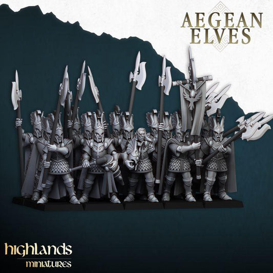Mycenaean Guard Halberdier Miniatures | Aegean Elves Elite Infantry (28mm/32mm)