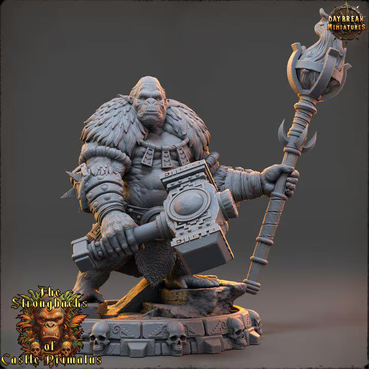 Varn Shadak — Apefolk Fire Mage Pyromancer Miniature 32mm