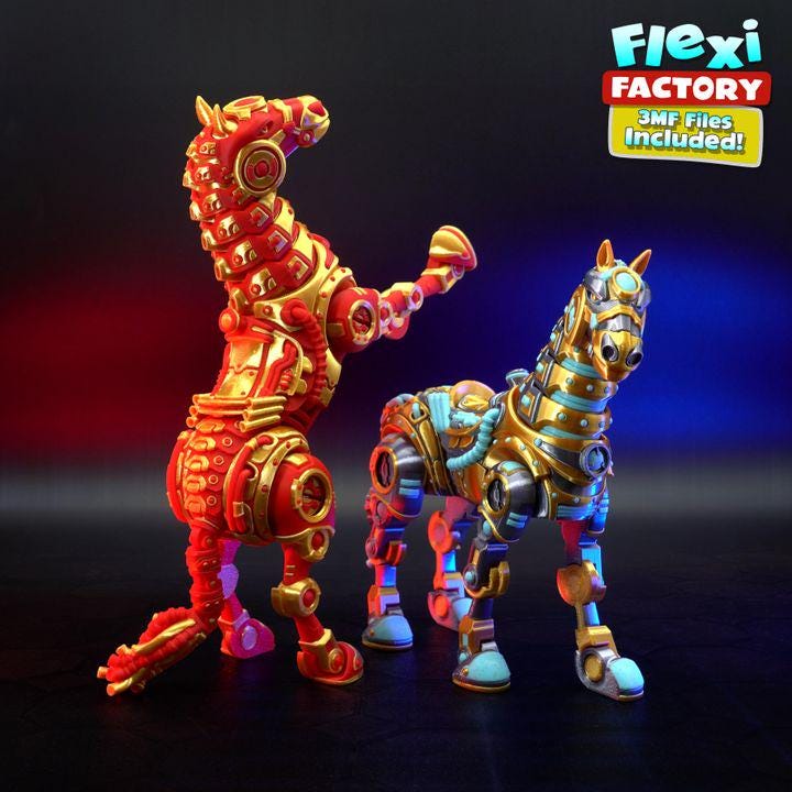 Flexi Factory Cyber Horse - Articulated Steampunk - Border3d