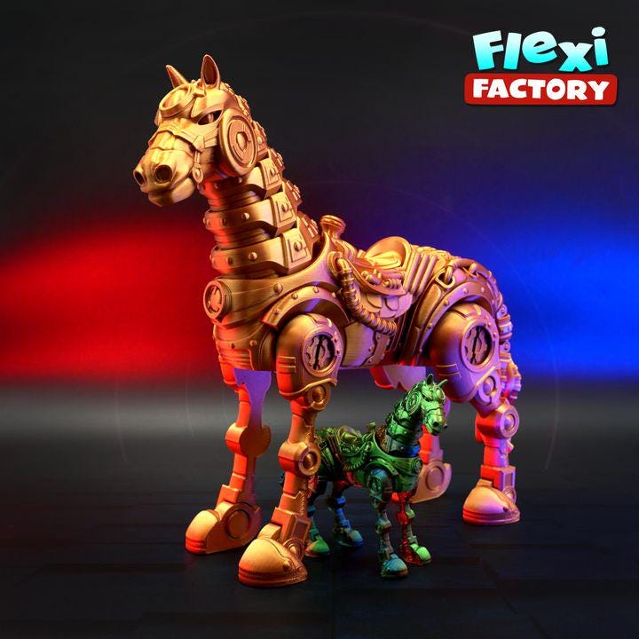 Flexi Factory Cyber Horse - Articulated Steampunk - Border3d
