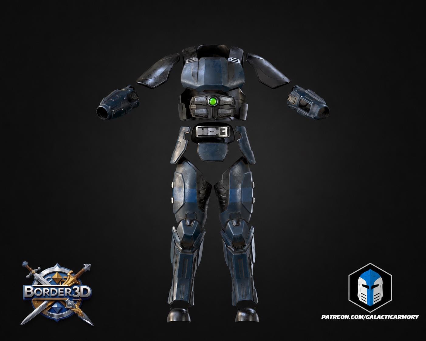 Cosplay Armor Set Recon No Helmet | Sci-Fi Tactical 3D Printed Wearable PLA | Galactic Armory