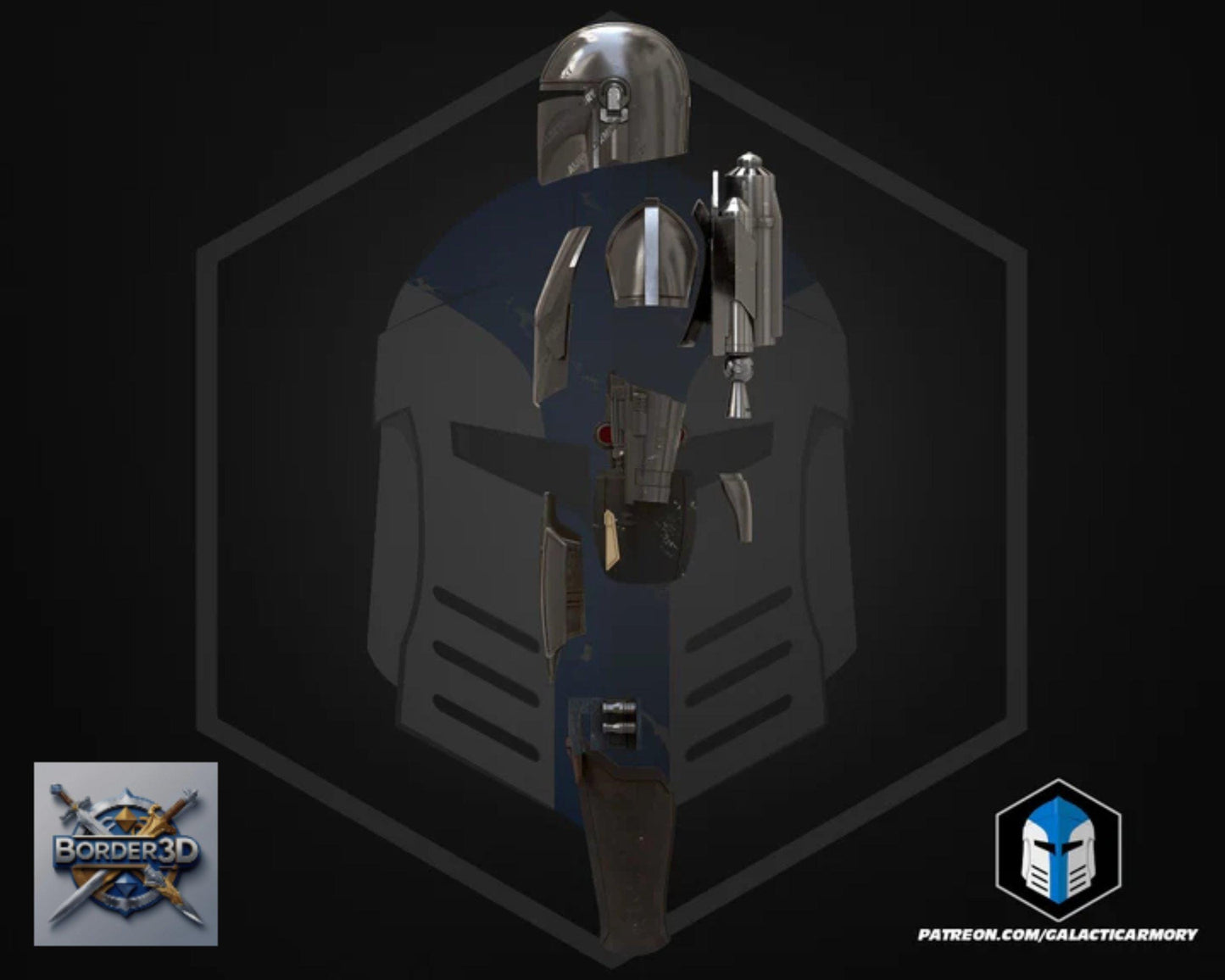 Wearable Bounty Hunter Armor Set | 3D Printed Cosplay Helmet, Body, Jetpack PLA+ Raw
