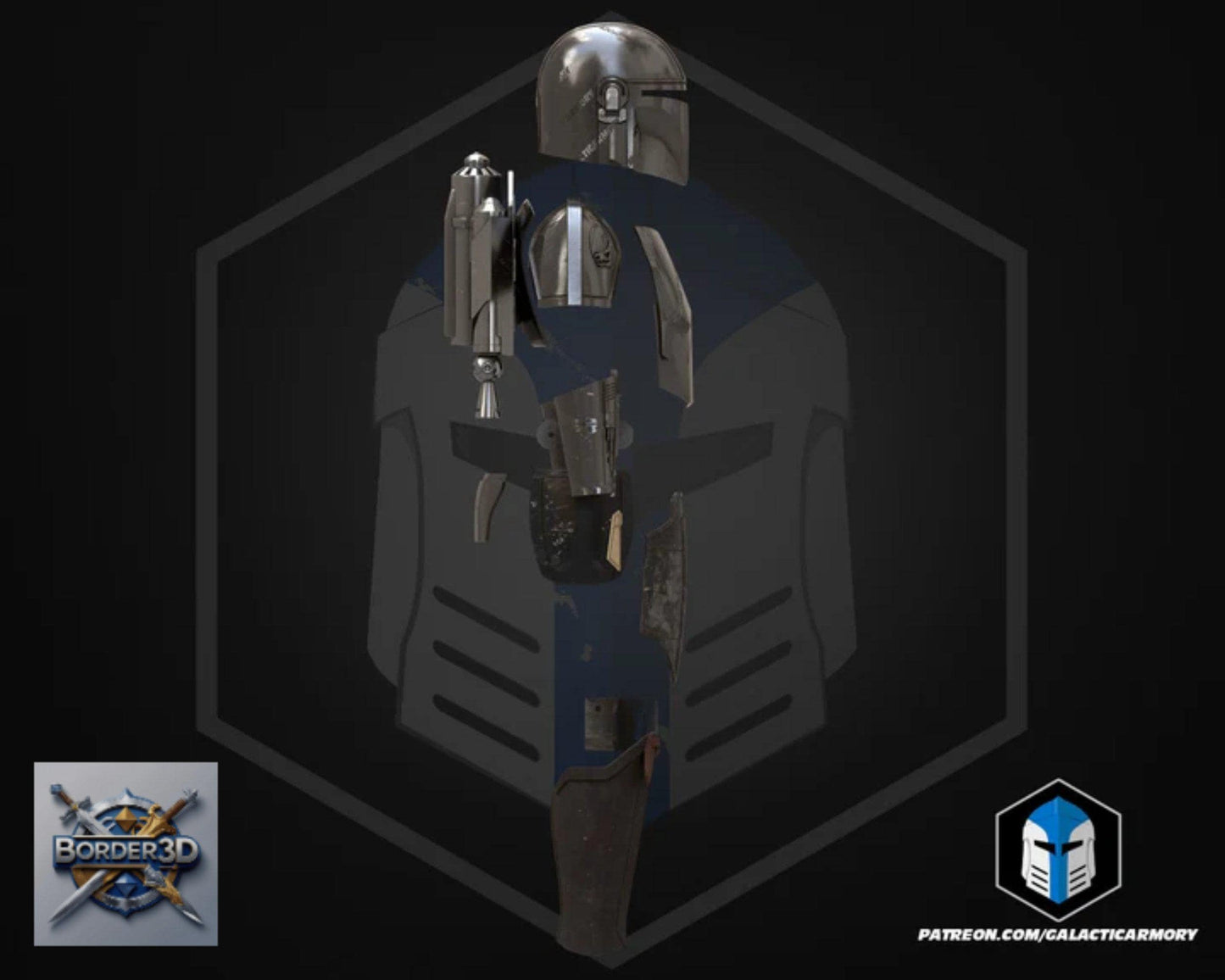 Wearable Bounty Hunter Armor Set | 3D Printed Cosplay Helmet, Body, Jetpack PLA+ Raw