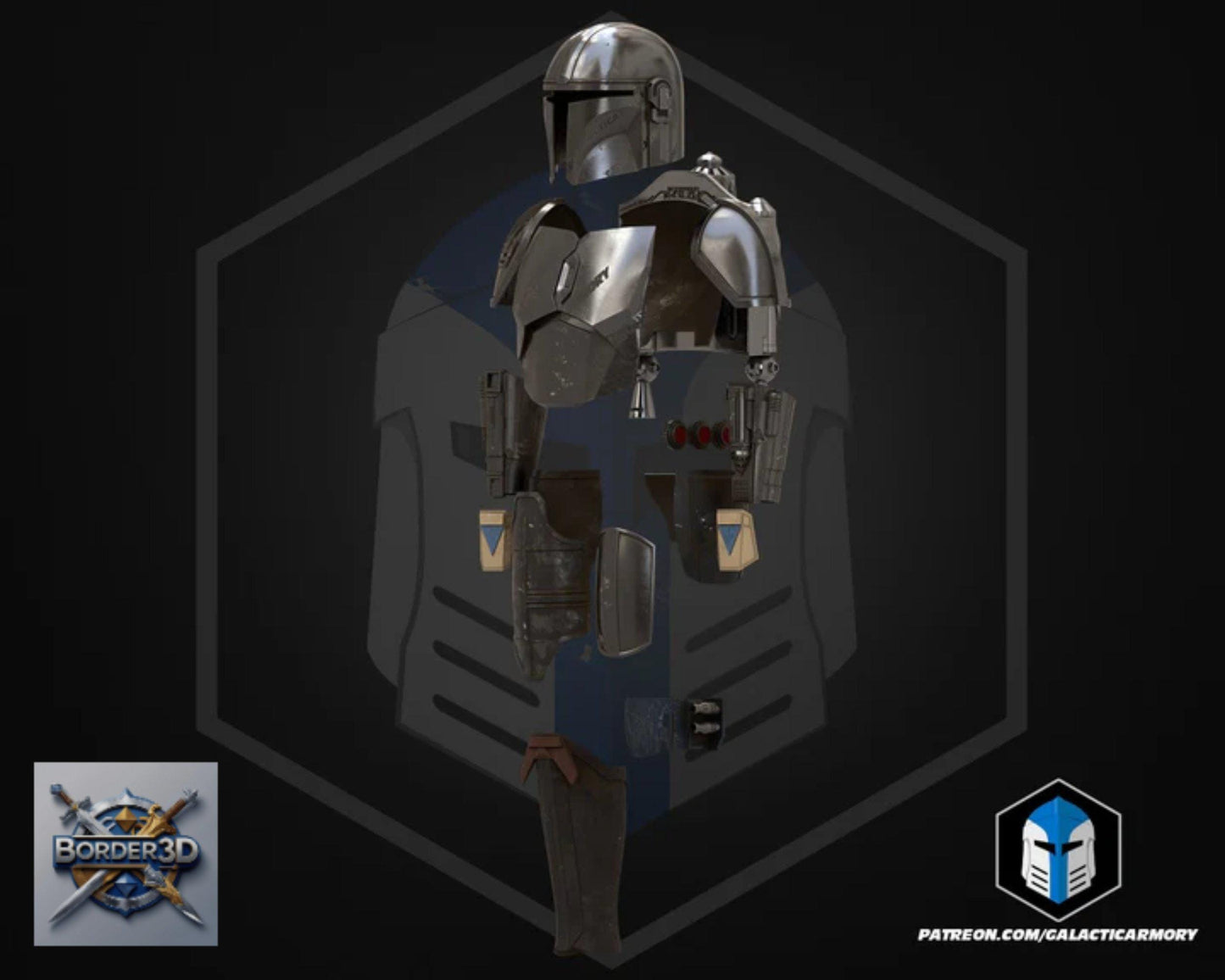 Wearable Bounty Hunter Armor Set | 3D Printed Cosplay Helmet, Body, Jetpack PLA+ Raw