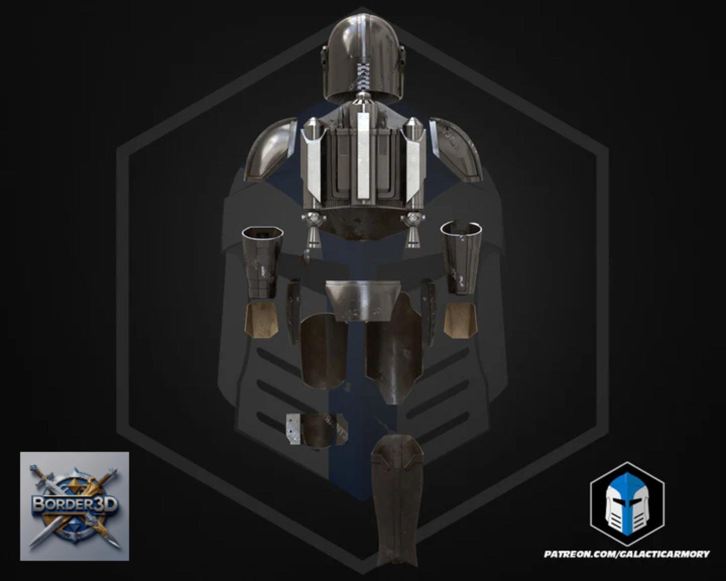 Wearable Bounty Hunter Armor Set | 3D Printed Cosplay Helmet, Body, Jetpack PLA+ Raw