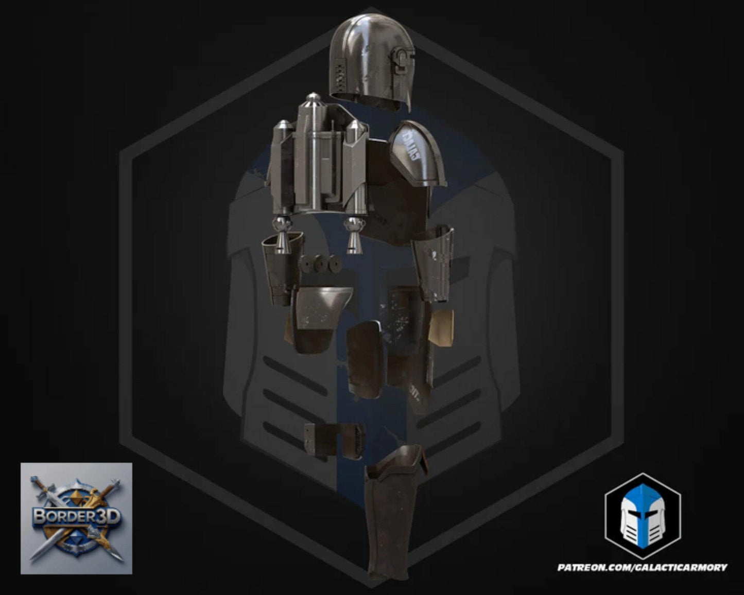 Wearable Bounty Hunter Armor Set | 3D Printed Cosplay Helmet, Body, Jetpack PLA+ Raw