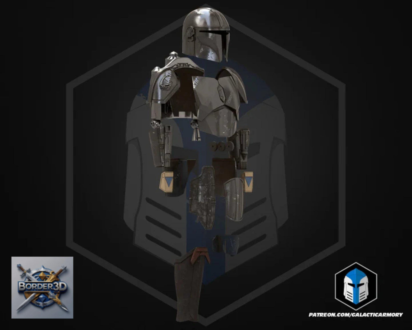 Wearable Bounty Hunter Armor Set | 3D Printed Cosplay Helmet, Body, Jetpack PLA+ Raw