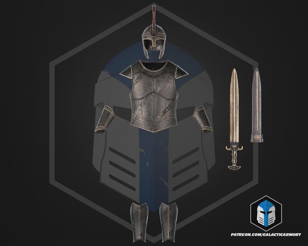 Odysseus Greek Warrior Armor Set | Wearable PLA Cosplay Helmet, Prop(Raw Print)
