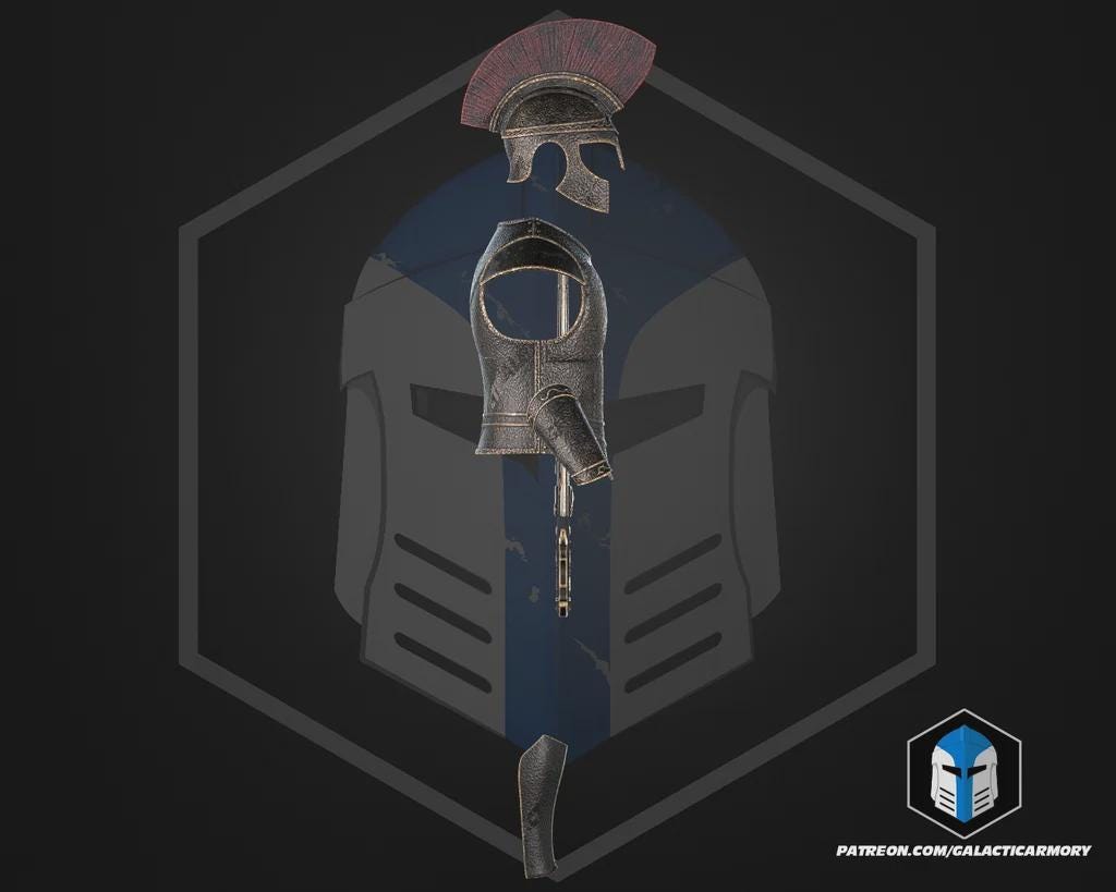 Odysseus Greek Warrior Armor Set | Wearable PLA Cosplay Helmet, Prop(Raw Print)