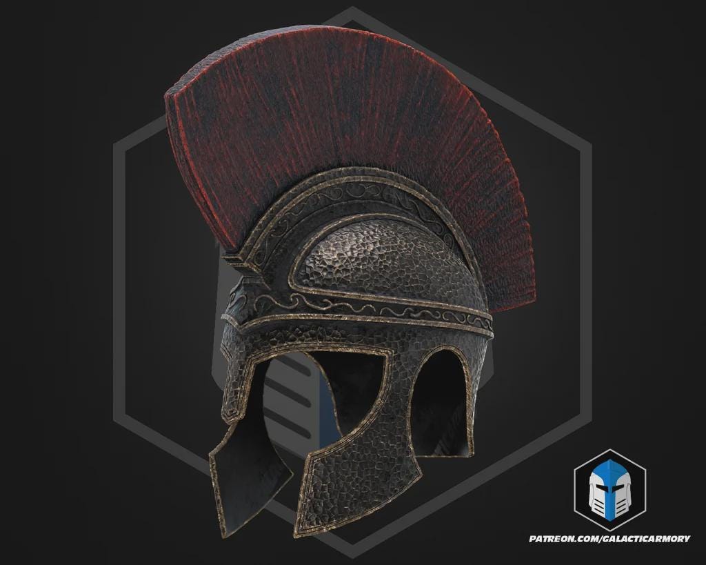 Odysseus Greek Warrior Helmet | Wearable Raw PLA 3D Printed Cosplay Helmet | Ancient Greek Mythology Armor Prop
