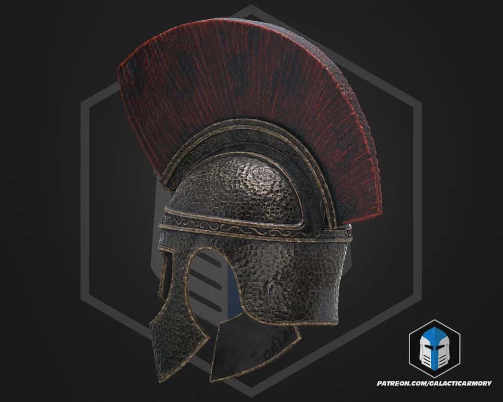 Odysseus Greek Warrior Helmet | Wearable Raw PLA 3D Printed Cosplay Helmet | Ancient Greek Mythology Armor Prop