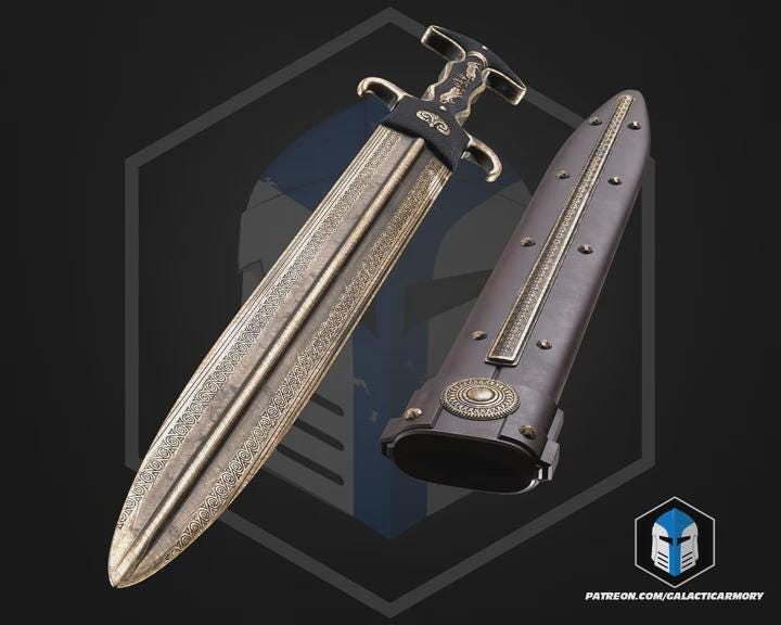 Odysseus Greek Warrior Prop Sword & Sheath | Raw PLA 3D Printed Cosplay Sword | Ancient Greek Mythology Prop