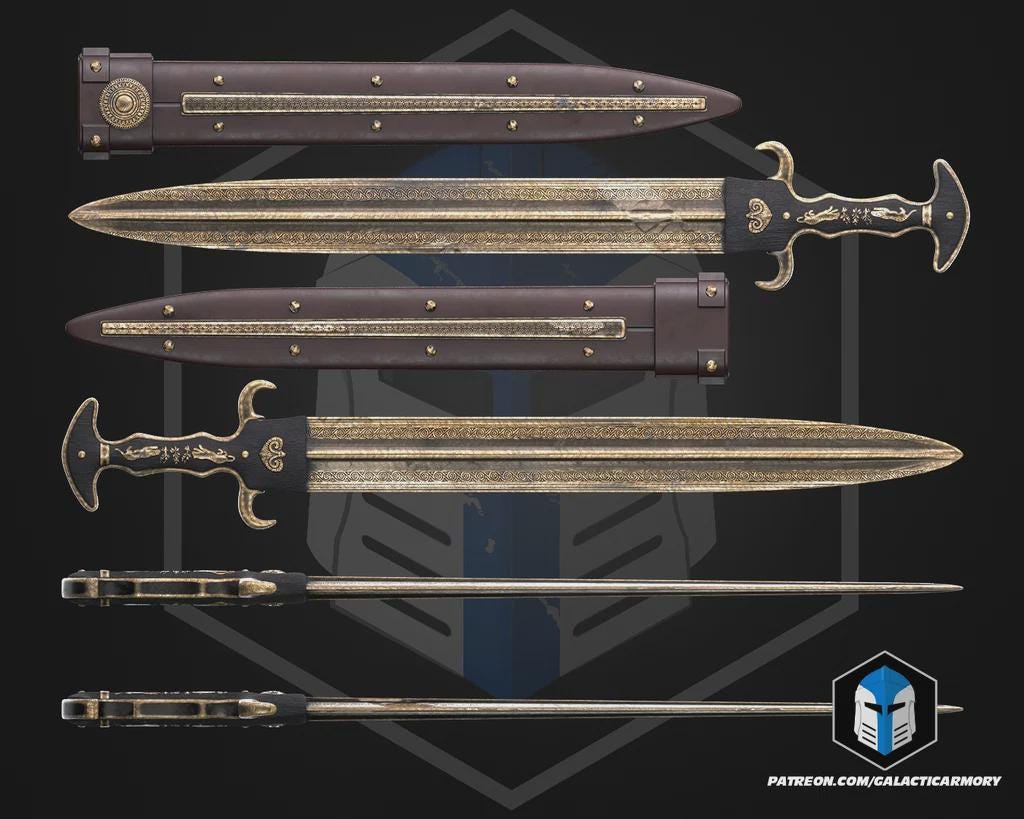 Odysseus Greek Warrior Prop Sword & Sheath | Raw PLA 3D Printed Cosplay Sword | Ancient Greek Mythology Prop
