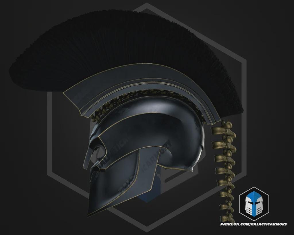 King Agamemnon Greek Warrior Helmet | Wearable Raw PLA 3D Printed Cosplay Helmet | Mycenaean Mythology Prop