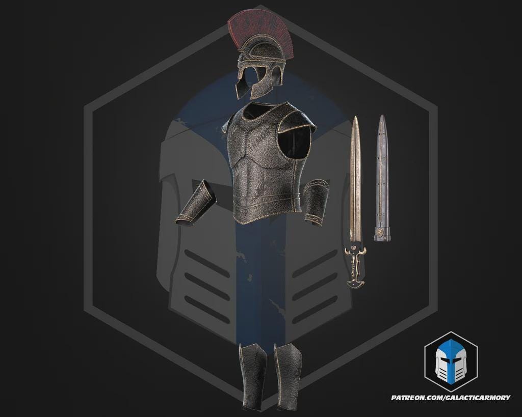 Odysseus Greek Warrior Armor Set | Wearable PLA Cosplay Helmet, Prop(Raw Print)