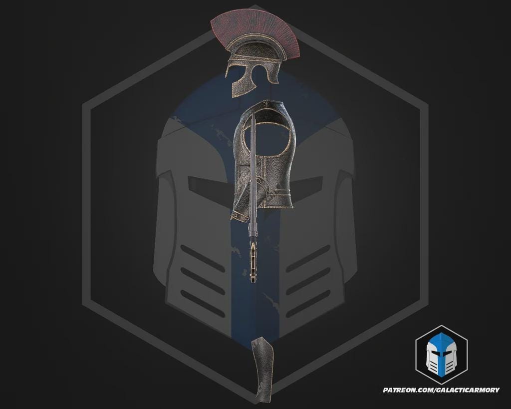 Odysseus Greek Warrior Armor Set | Wearable PLA Cosplay Helmet, Prop(Raw Print)