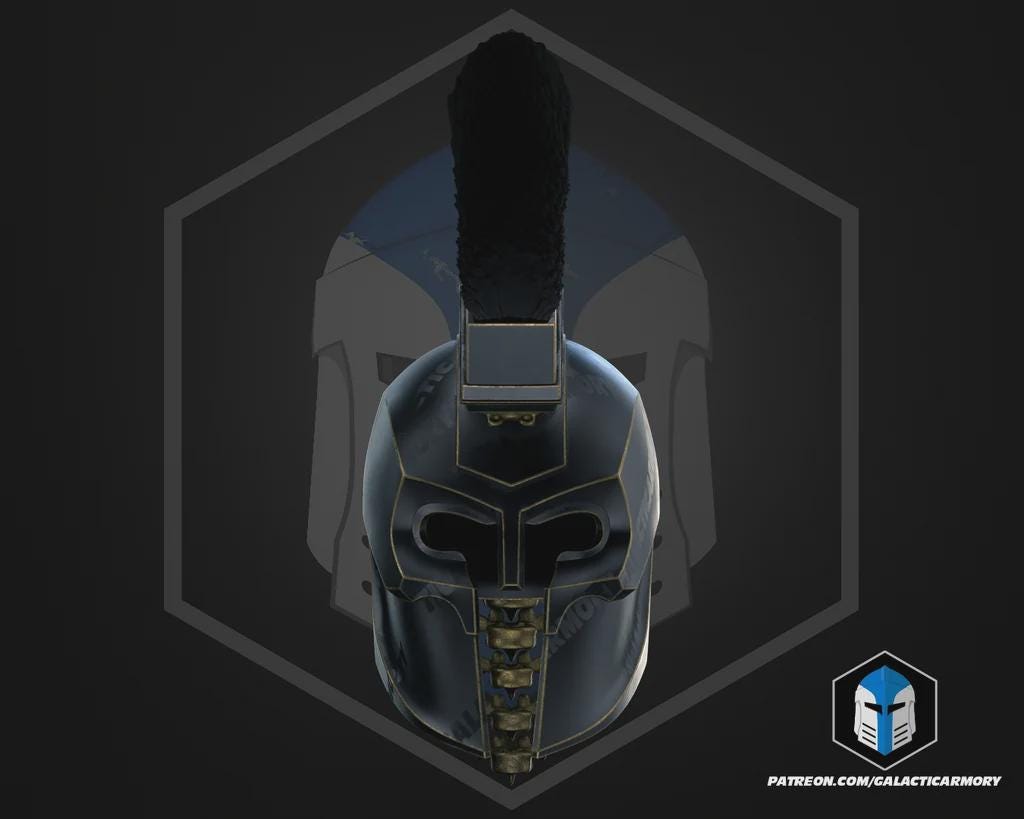 King Agamemnon Greek Warrior Helmet | Wearable Raw PLA 3D Printed Cosplay Helmet | Mycenaean Mythology Prop
