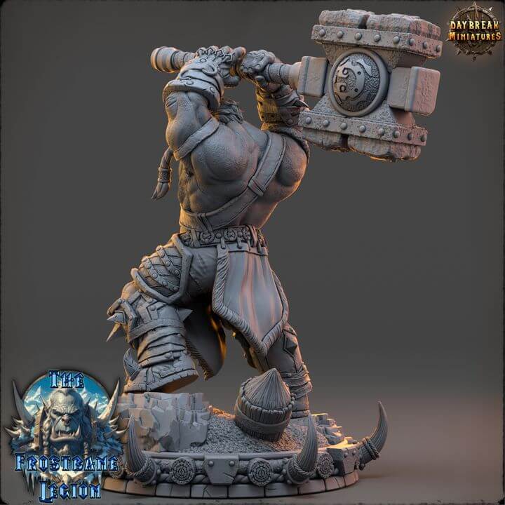 krulgar Bonebreaker Frostbane 3D Print, detailed 3D model showcasing power and might of Frostbane Legion figure