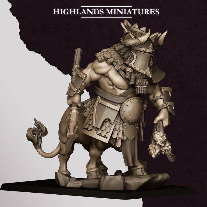 Kusarikku Great Marduk Minotaur Miniature | Cult of Marduk Bull - Man Champion 28mm 32mm 3D Printed DnD RPG | Highlands Miniatures - Border3d