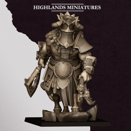 Kusarikku Great Marduk Minotaur Miniature | Cult of Marduk Bull - Man Champion 28mm 32mm 3D Printed DnD RPG | Highlands Miniatures - Border3d