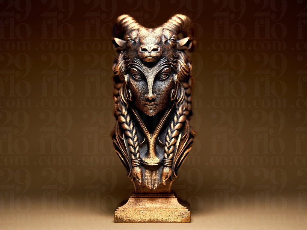 Lady Capricorn The Goat – 3D Printed Zodiac Series Figurine Bust - Border3d