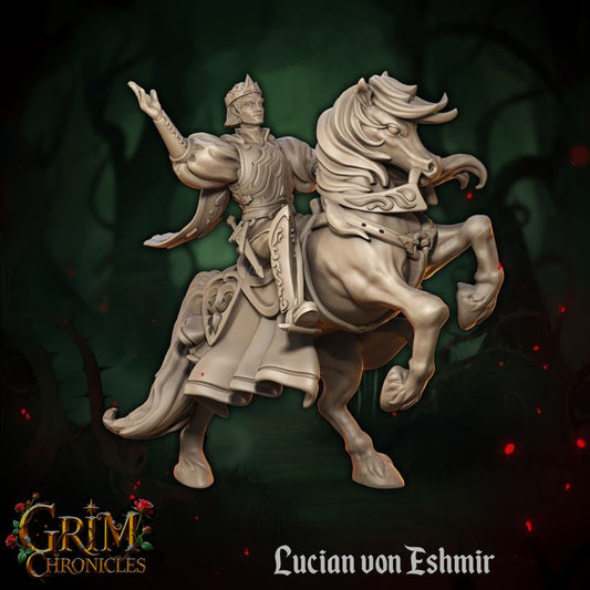 Lucian Von Eshmir Grim Chronicles figurine on horseback.