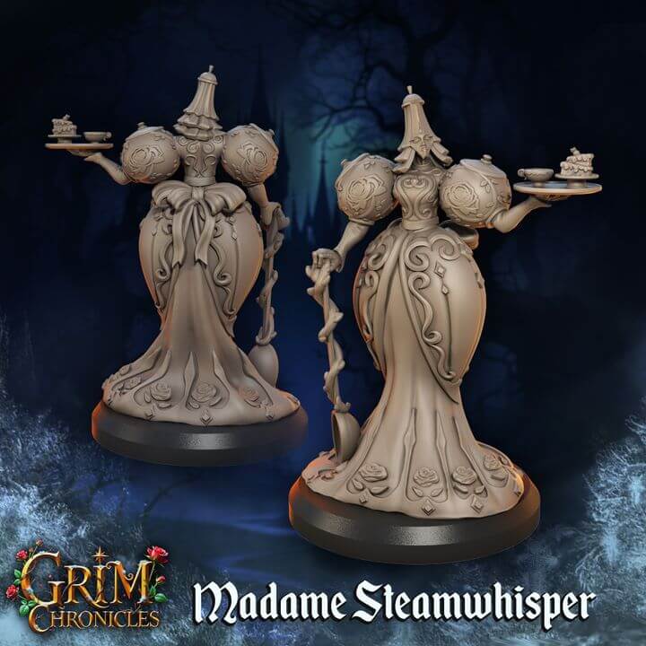 "Madame Steamwhisper Grim Chronicles Victorian costume detail close-up Border3D LLC"