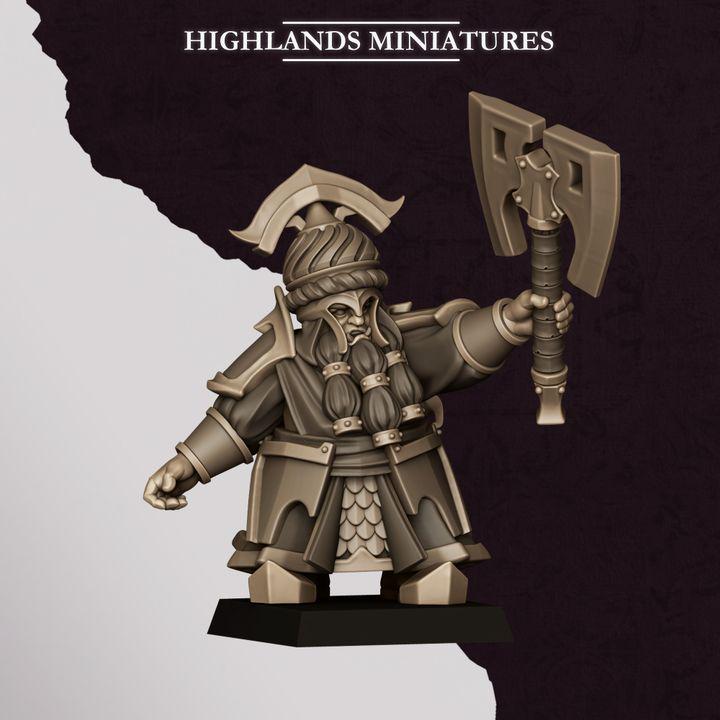 Marduk Commander 1 Miniature | Sons of Marduk Chaos Dwarf Captain Hero 28mm 32mm 3D Printed DnD RPG Wargaming | Highlands Minis - Border3d