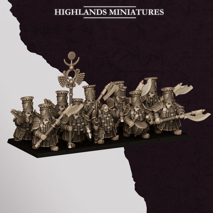 Marduk Heavy Guard Miniatures | Sons of Marduk Elite Infantry Hand Weapon Shield 28mm 32mm 3D Printed DnD RPG | Highlands - Border3d