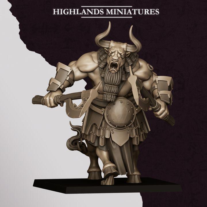 Marduk Minotaurs Miniatures | Cult of Marduk Monstrous Infantry Unit 28mm 32mm 3D Printed DnD RPG Wargaming | Highlands Miniatures - Border3d