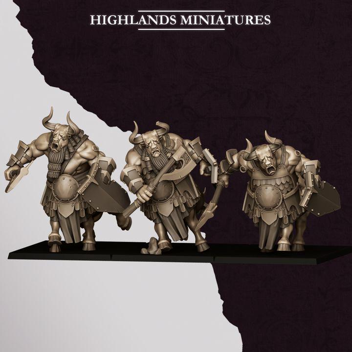 Marduk Minotaurs Miniatures | Cult of Marduk Monstrous Infantry Unit 28mm 32mm 3D Printed DnD RPG Wargaming | Highlands Miniatures - Border3d