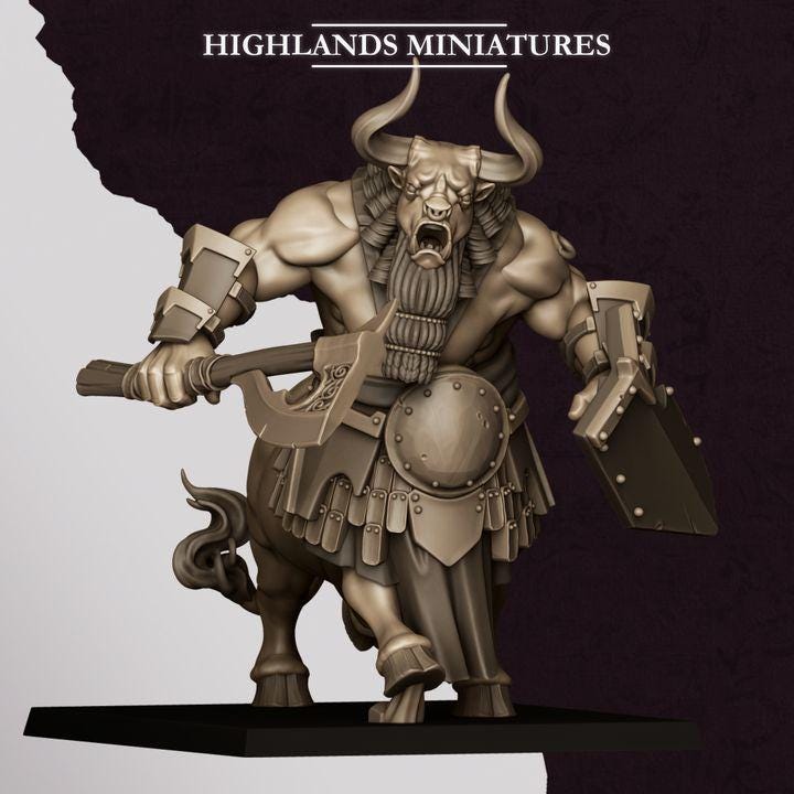 Marduk Minotaurs Miniatures | Cult of Marduk Monstrous Infantry Unit 28mm 32mm 3D Printed DnD RPG Wargaming | Highlands Miniatures - Border3d