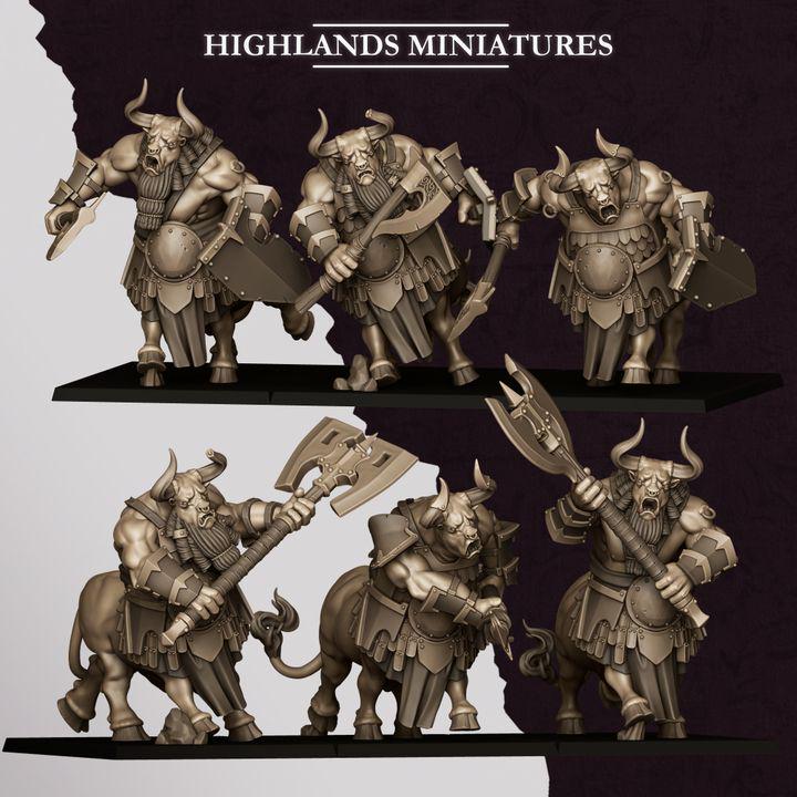 Marduk Minotaurs Miniatures | Cult of Marduk Monstrous Infantry Unit 28mm 32mm 3D Printed DnD RPG Wargaming | Highlands Miniatures - Border3d