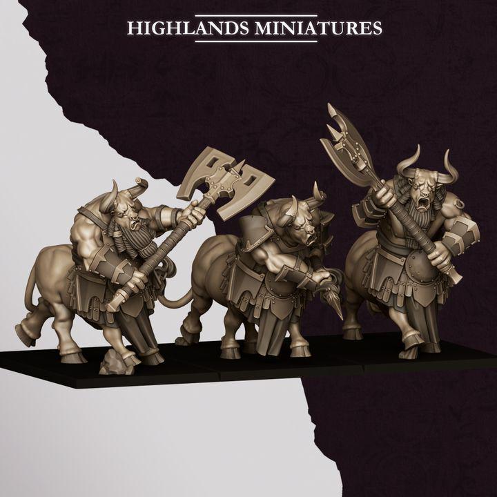 Marduk Minotaurs Miniatures | Cult of Marduk Monstrous Infantry Unit 28mm 32mm 3D Printed DnD RPG Wargaming | Highlands Miniatures - Border3d
