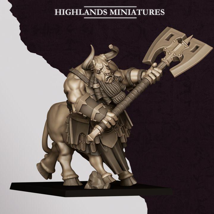 Marduk Minotaurs Miniatures | Cult of Marduk Monstrous Infantry Unit 28mm 32mm 3D Printed DnD RPG Wargaming | Highlands Miniatures - Border3d