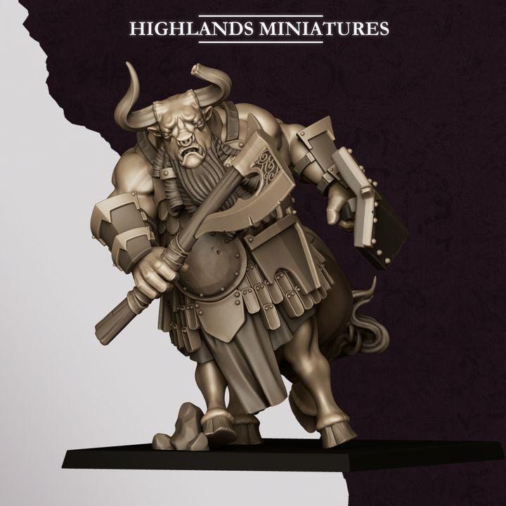 Marduk Minotaurs Miniatures | Cult of Marduk Monstrous Infantry Unit 28mm 32mm 3D Printed DnD RPG Wargaming | Highlands Miniatures - Border3d