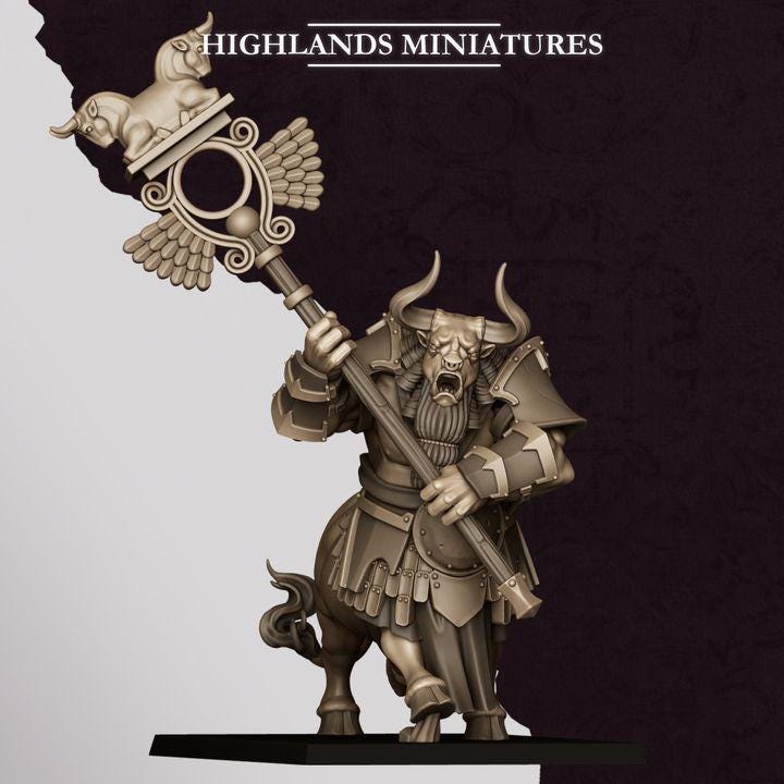 Marduk Minotaurs Miniatures | Cult of Marduk Monstrous Infantry Unit 28mm 32mm 3D Printed DnD RPG Wargaming | Highlands Miniatures - Border3d