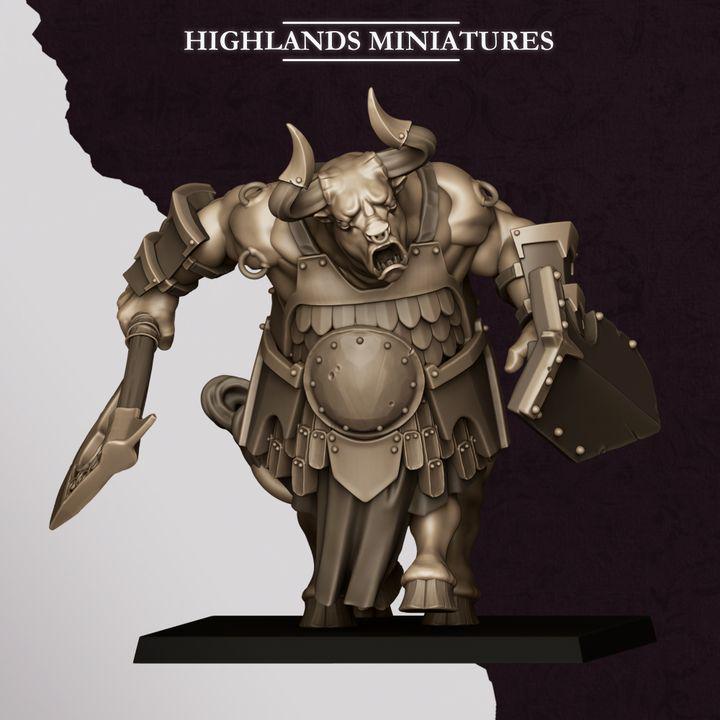 Marduk Minotaurs Miniatures | Cult of Marduk Monstrous Infantry Unit 28mm 32mm 3D Printed DnD RPG Wargaming | Highlands Miniatures - Border3d