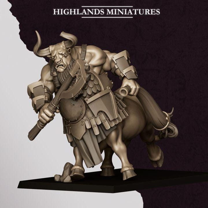 Marduk Minotaurs Miniatures | Cult of Marduk Monstrous Infantry Unit 28mm 32mm 3D Printed DnD RPG Wargaming | Highlands Miniatures - Border3d