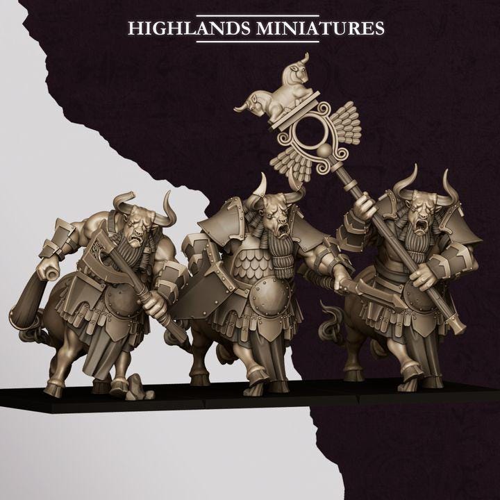 Marduk Minotaurs Miniatures | Cult of Marduk Monstrous Infantry Unit 28mm 32mm 3D Printed DnD RPG Wargaming | Highlands Miniatures - Border3d