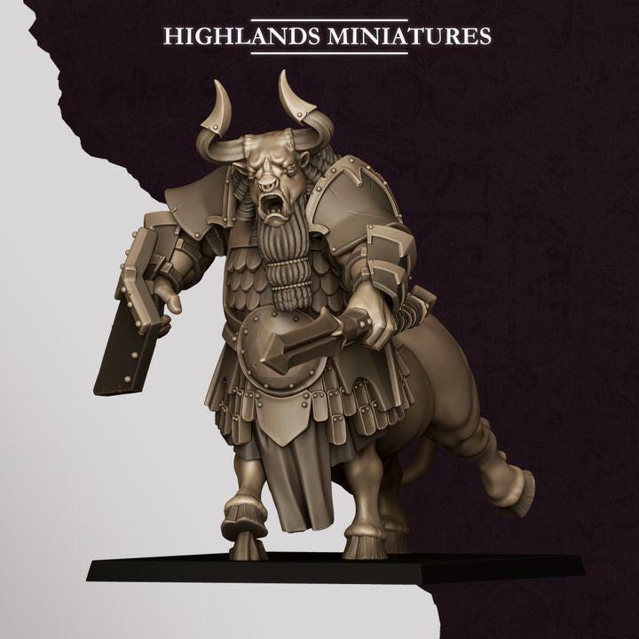 Marduk Minotaurs Miniatures | Cult of Marduk Monstrous Infantry Unit 28mm 32mm 3D Printed DnD RPG Wargaming | Highlands Miniatures - Border3d