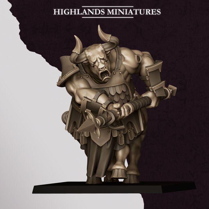 Marduk Minotaurs Miniatures | Cult of Marduk Monstrous Infantry Unit 28mm 32mm 3D Printed DnD RPG Wargaming | Highlands Miniatures - Border3d