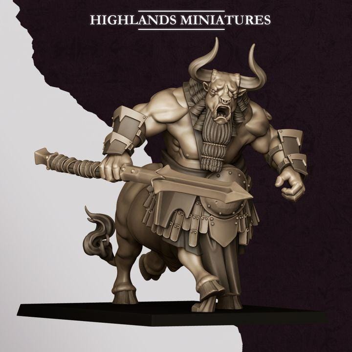Marduk Minotaurs Miniatures | Cult of Marduk Monstrous Infantry Unit 28mm 32mm 3D Printed DnD RPG Wargaming | Highlands Miniatures - Border3d